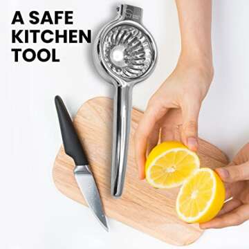 Chef's Star Lemon Squeezer Stainless Steel Citrus Juicer - Large Fruit Squeezer for Drinks - Rust-proof Juice Press, Non-Slip Manual Hand Juicer, Ideal for Juicing Lemons, Limes, Small Oranges