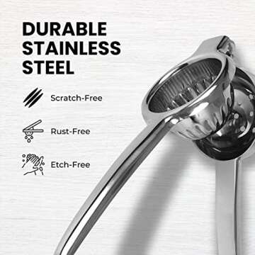 Chef's Star Lemon Squeezer Stainless Steel Citrus Juicer - Large Fruit Squeezer for Drinks - Rust-proof Juice Press, Non-Slip Manual Hand Juicer, Ideal for Juicing Lemons, Limes, Small Oranges