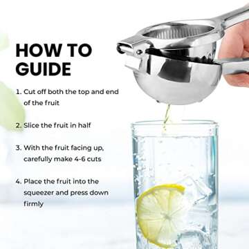 Chef's Star Lemon Squeezer Stainless Steel Citrus Juicer - Large Fruit Squeezer for Drinks - Rust-proof Juice Press, Non-Slip Manual Hand Juicer, Ideal for Juicing Lemons, Limes, Small Oranges