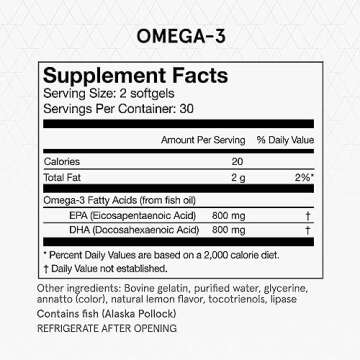 Momentous Omega 3 Fish Oil 1600mg - Daily Fish Oil Omega 3 Supplement for Women and Men with EPA & DHA - Supports Joint Health - NSF Certified, GMO-Free, Gluten Free, 30 Servings
