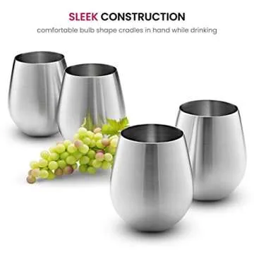 Unbreakable 18oz Stainless Steel Wine Glass Set of 4