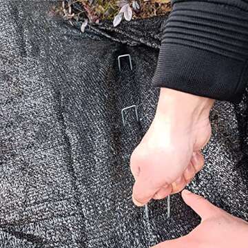 100 Pcs 6 inch Garden Landscape Staples Galvanized Pins Lawn Stakes for Weed Barrier Ground Cover,U-Type Heavy Duty (100 Pcs x 6")