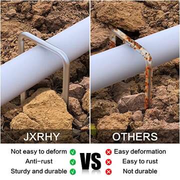 100 Pcs 6 inch Garden Landscape Staples Galvanized Pins Lawn Stakes for Weed Barrier Ground Cover,U-Type Heavy Duty (100 Pcs x 6")