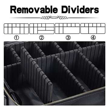 Oewoer Travel Makeup Train Case, PU Leather Professional Makeup Case with Adjustable Strap Portable ...