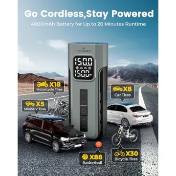 HYVOHEX Portable Tire Inflator - Fast Inflation & Rechargeable