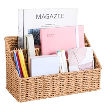 DINGTAI Woven Mail Organizer Stylish Farmhouse Desk Storage