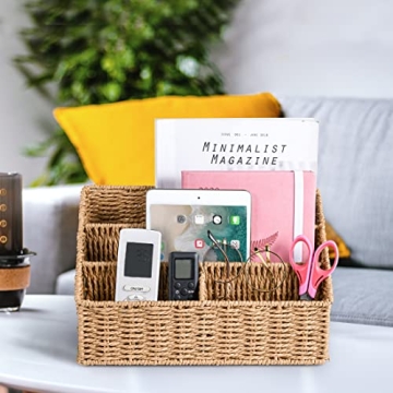 DINGTAI Woven Mail Organizer Stylish Farmhouse Desk Storage