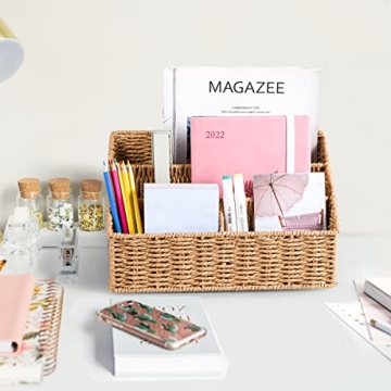 DINGTAI Woven Mail Organizer Stylish Farmhouse Desk Storage