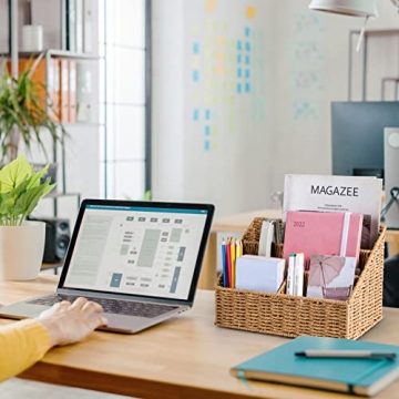 DINGTAI Woven Mail Organizer Stylish Farmhouse Desk Storage