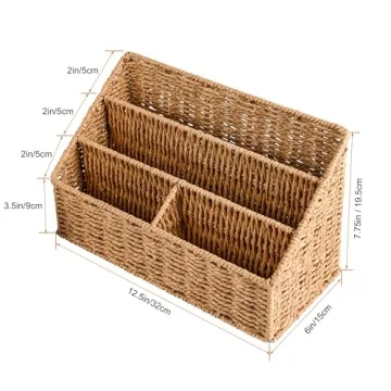 DINGTAI Woven Mail Organizer Stylish Farmhouse Desk Storage
