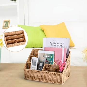 DINGTAI Woven Mail Organizer Stylish Farmhouse Desk Storage