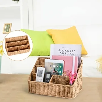 DINGTAI Woven Mail Organizer Stylish Farmhouse Desk Storage