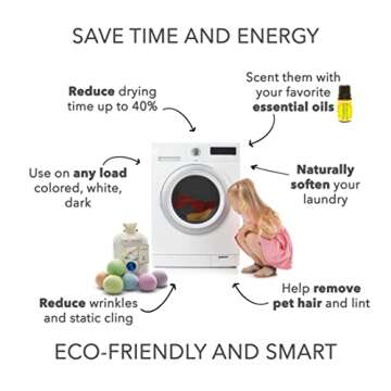 Friendsheep Wool Dryer Balls Organic Lavender 6 Pack XL Premium Reusable Cruelty Free Handmade Fair ...