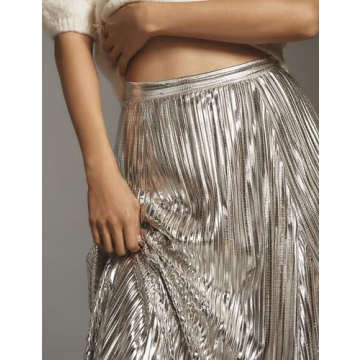 Ymejia Womens Glitter Pleated Maxi Skirt Shop Stylish Design