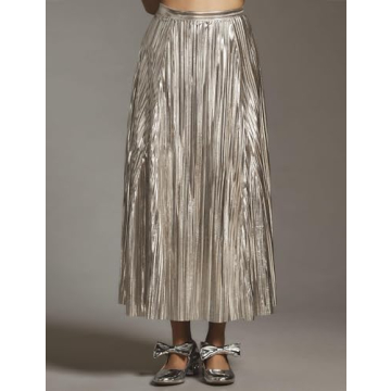 Ymejia Womens Glitter Pleated Maxi Skirt Shop Stylish Design