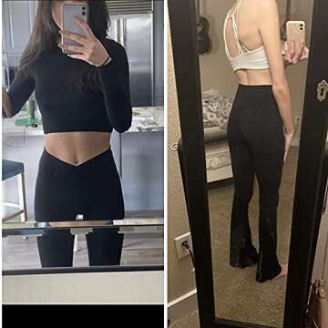 Puedizux Women Cross Waist Flare Yoga Pants High Waisted Bootcut Wide Leg Workout Leggings