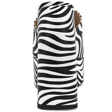 Dsevht Zebra Chunky Platform Heels for Women Platform Mules for Women Square Open Toe Slip on Sandals Sexy Prom High Heels Summer Sandals