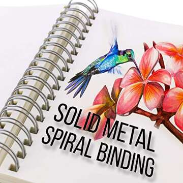 U.S. Art Supply 8" x 10" Top Spiral Bound Sketch Book Pad, Pack of 2, 100 Sheets Each, 60lb (100gsm) - Artist Sketching Drawing Pad, Acid-Free - Graphite Colored Pencils, Charcoal - Adults, Students