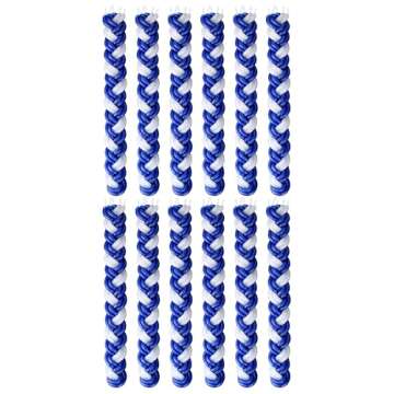 Ner Mitzvah Braided Havdalah Candle - 12-Pack Flat Blue and White Paraffin Wax - Handcrafted Havdallah Candle - Shabbat Judaica Gift