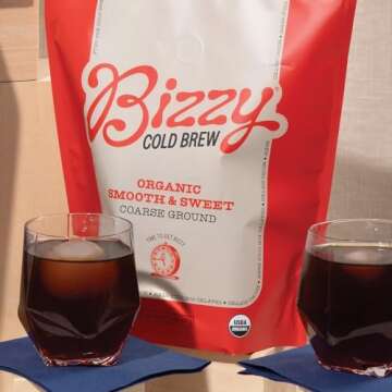 Bizzy Organic Cold Brew Coffee | Smooth & Sweet Blend | Coarse Ground | Medium Roast | Micro Sifted ...