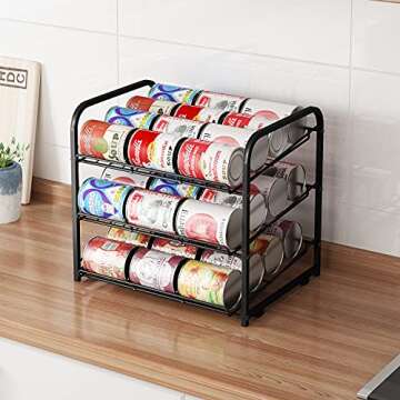 AIYAKA Can Rack Organizer, 3 Tier Stackable Can Storage Dispenser, for Food Storage, Kitchen or Pant...