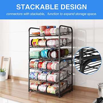 AIYAKA Can Rack Organizer, 3 Tier Stackable Can Storage Dispenser, for Food Storage, Kitchen or Pantry, Storage for 36 Cans, Black