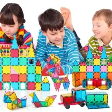 Jasonwell 65pcs Magnetic Tiles Building Blocks Set for Boys Girls Preschool Educational Magnet Construction Kit Stacking STEM Toys Christmas Birthday Gift for Kids Toddler 3 4 5 6 7 8 9 10 + Year Old