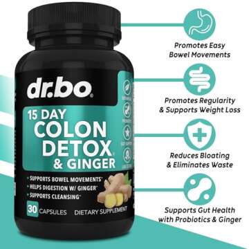 Colon Cleanser Detox for Weight Flush - 15 Day Colon Cleanse Pills with Ginger - Fast Natural Laxati...