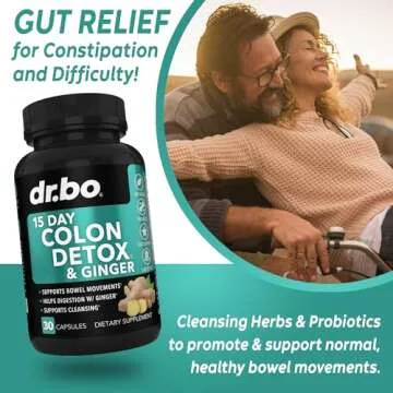 Colon Cleanser Detox for Weight Flush - 15 Day Colon Cleanse Pills with Ginger - Fast Natural Laxative, Constipation Relief, Bowel Movement Supplements for Intestinal Stomach Bloating Gut Loss Support
