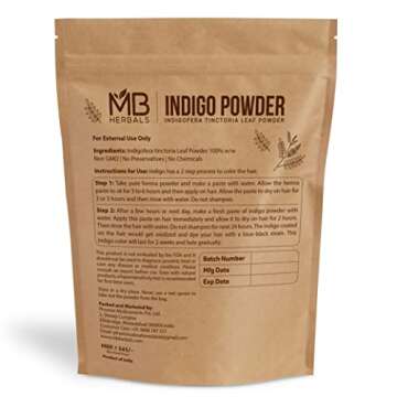 MB Herbals Pure Indigo Powder 1 LB | 454g | 16oz | 100% Pure Indigofera tinctoria Leaf Powder | Blue...