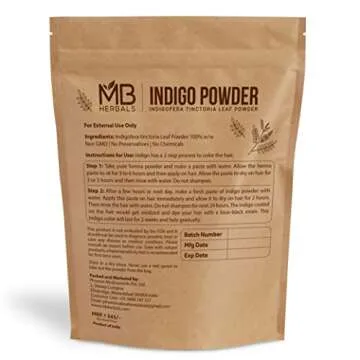 MB Herbals Pure Indigo Powder 1 LB | 454g | 16oz | 100% Pure Indigofera tinctoria Leaf Powder | Blue...