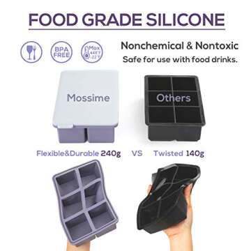 Mossime Large Ice Cube Trays - Perfect for Cocktails & Freezing