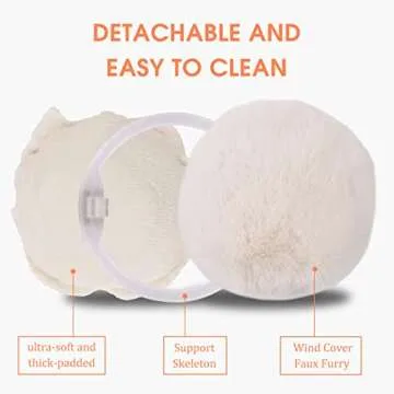 Yuoahcn Women Girls Ear Muffs Fashion Warm Plush Earmuffs Winter Foldable Ear Warmer Windproof Adjustable Earmuff (Milk White)