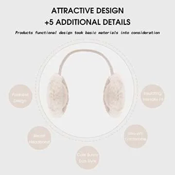 Yuoahcn Women Girls Ear Muffs Fashion Warm Plush Earmuffs Winter Foldable Ear Warmer Windproof Adjustable Earmuff (Milk White)