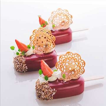 Silicone Molds, Flower Fondant Moulds, Lace Chocolate Candy Cake Decorating, Cupcake Topper, for Wed...