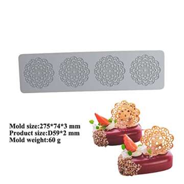 Silicone Molds, Flower Fondant Moulds, Lace Chocolate Candy Cake Decorating, Cupcake Topper, for Wedding Birthday Christmas Halloween (D_11*2.96 * 0.12inch)