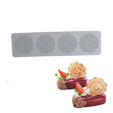 Silicone Molds, Flower Fondant Moulds, Lace Chocolate Candy Cake Decorating, Cupcake Topper, for Wedding Birthday Christmas Halloween (D_11*2.96 * 0.12inch)