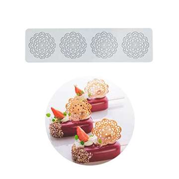 Silicone Molds, Flower Fondant Moulds, Lace Chocolate Candy Cake Decorating, Cupcake Topper, for Wedding Birthday Christmas Halloween (D_11*2.96 * 0.12inch)