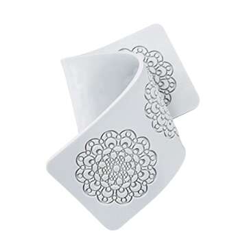 Silicone Molds, Flower Fondant Moulds, Lace Chocolate Candy Cake Decorating, Cupcake Topper, for Wedding Birthday Christmas Halloween (D_11*2.96 * 0.12inch)