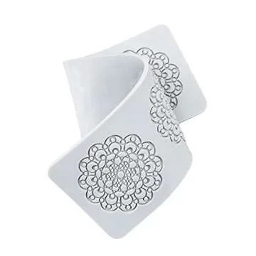 Silicone Molds, Flower Fondant Moulds, Lace Chocolate Candy Cake Decorating, Cupcake Topper, for Wedding Birthday Christmas Halloween (D_11*2.96 * 0.12inch)