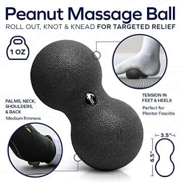 Vera Seigur Yoga Wheel & Peanut Massage Ball | 12" Foam Roller Wheel For Posture Support, Backbends, Poses, Muscle Therapy & Balance Trainers | Deep Tissue Foot Roller Ball For Plantar Fasciitis, Teal