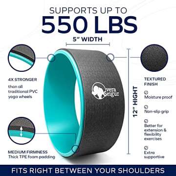 Vera Seigur Yoga Wheel & Peanut Massage Ball | 12" Foam Roller Wheel For Posture Support, Backbends, Poses, Muscle Therapy & Balance Trainers | Deep Tissue Foot Roller Ball For Plantar Fasciitis, Teal