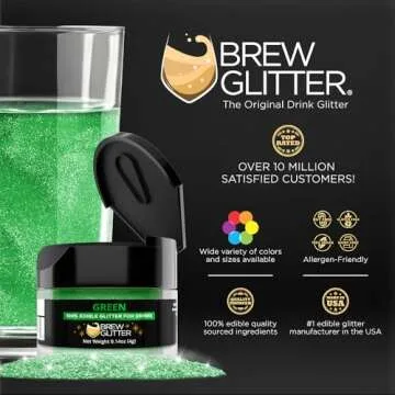 Brew Glitter - Green (4g 1x Shaker Jar) | Genuine Edible Drink Glitter Created for Cocktails, Beer, ...