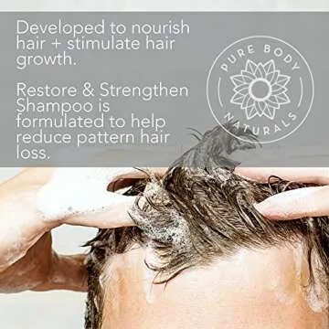 Pure Body Naturals Hair Loss Shampoo to Restore and Strengthen, Large 16 Ounce, DHT Blocker Shampoo for Thinning Hair, for Men and Women (Label Varies)