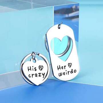 Couple Gifts For Boyfriend And Girlfriend Him Her His Crazy Her Weirdo Keychain Matching Gifts For H...
