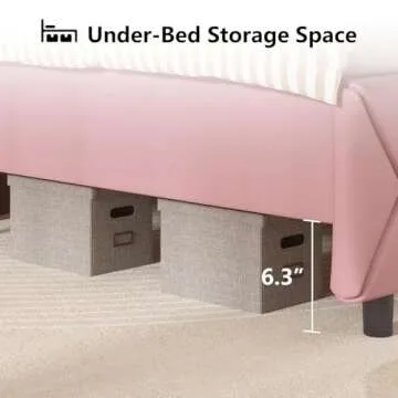 Queen Bed Frame, Upholstered Platform Bed with Diamond Button Tufted Headboard, Pink Queen Bed Frame, Princess Bed Frame with Crystal Tufted Headboard, Wooden Slats Support, Easy Assembly, Pink