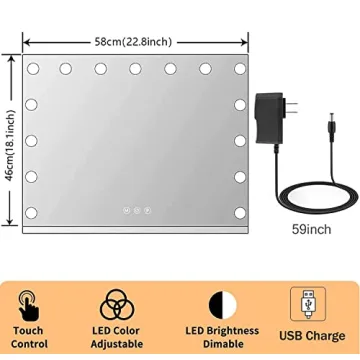 Kottova Vanity Mirror with 15 LED Bulbs & Touch Control
