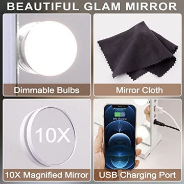 Kottova Vanity Mirror with 15 LED Bulbs & Touch Control