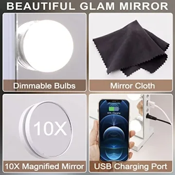 Kottova Vanity Mirror with 15 LED Bulbs & Touch Control