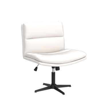 LEMBERI PU Leather Armless Office Chair Wide Swivel Rocking